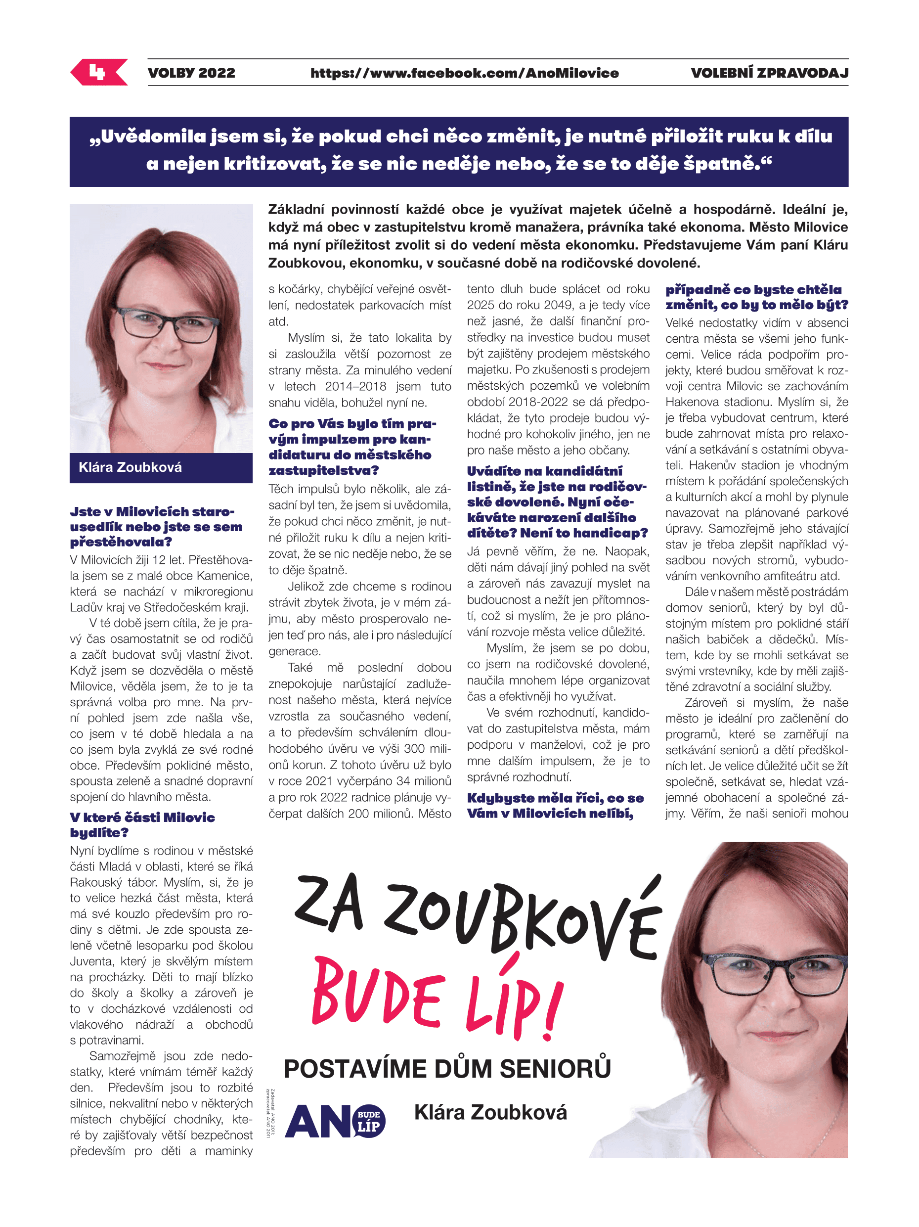 Volební noviny ANO Milovice 2022, strana 4 z 12