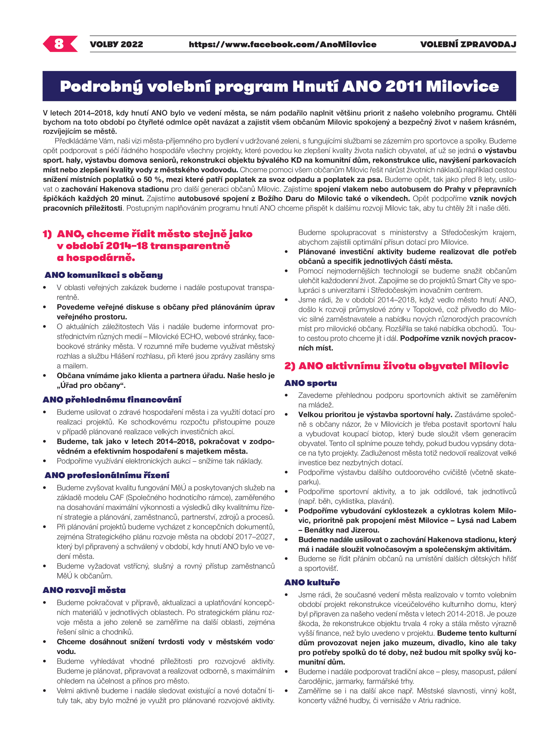 Volební noviny ANO Milovice 2022, strana 8 z 12
