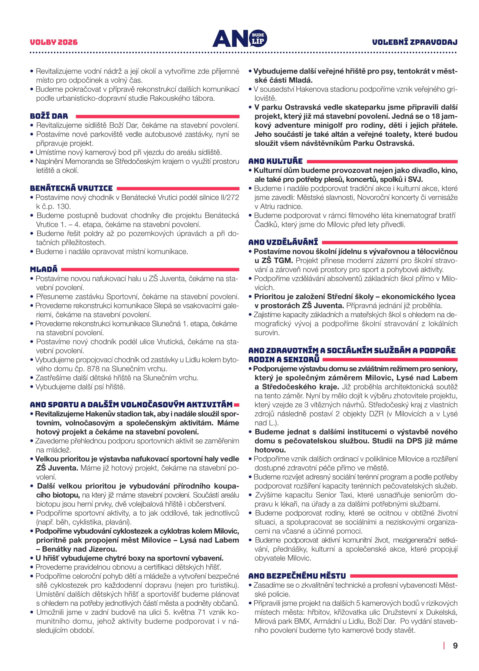 Volební noviny ANO Milovice 2026, strana 9 z 12